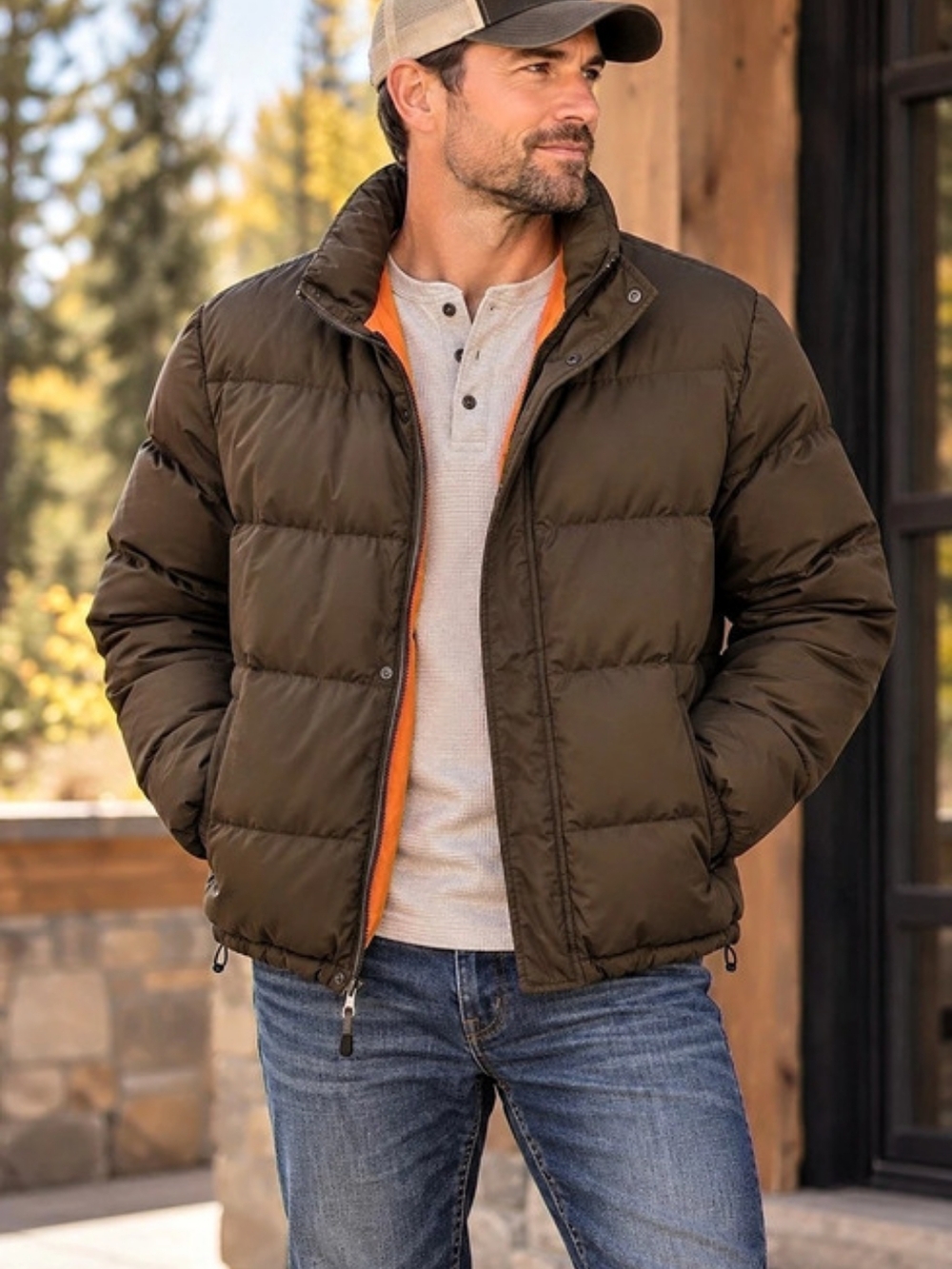 Eddie Bauer WeatherEdge Goose Down Puffer Jacket Goose Down Puffer Brown Large